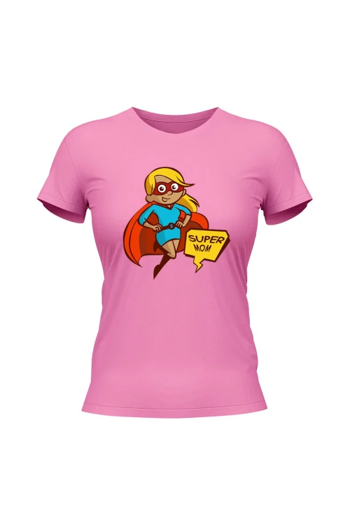 Koszulka damska Super mom - różowa