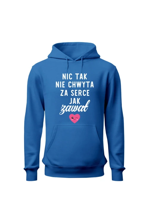 Bluza damska z kapturem Nic tak nie chwyta za serce jak zawał - niebieska