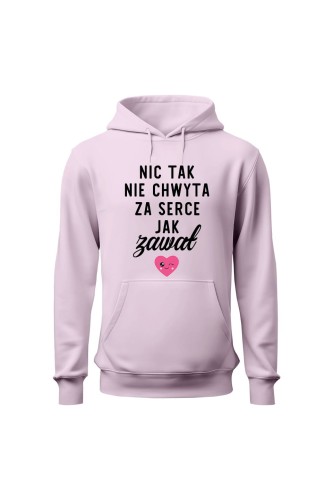 Bluza damska z kapturem Nic tak nie chwyta za serce jak zawał - różowa