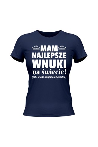 Koszulka damska Mam najlepsze wnuki na świecie - granatowa