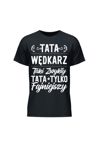 Koszulka męska Fajniejszy Tata wędkarz - czarna