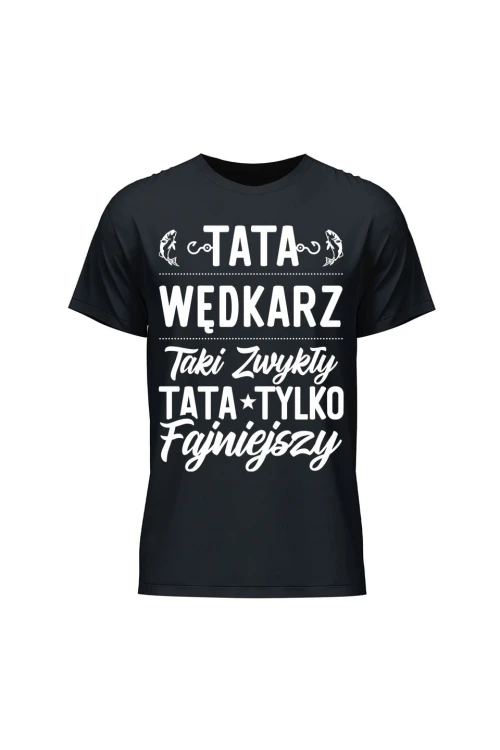 Koszulka męska Fajniejszy Tata wędkarz - czarna