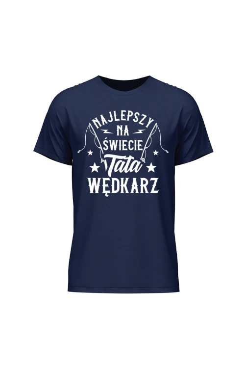 Koszulka męska Najlepszy na świecie Tata wędkarz - granatowa