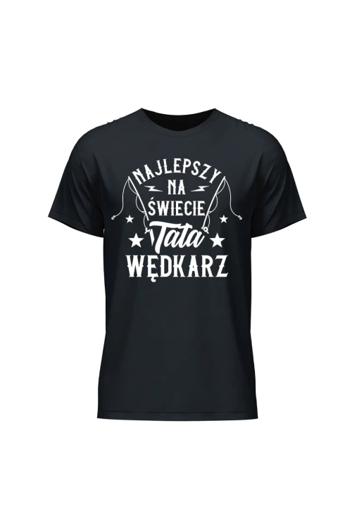 Koszulka męska Najlepszy na świecie Tata wędkarz - czarna