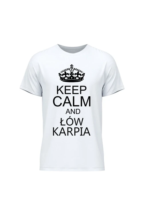 Koszulka męska Keep Calm and łów karpia - biała