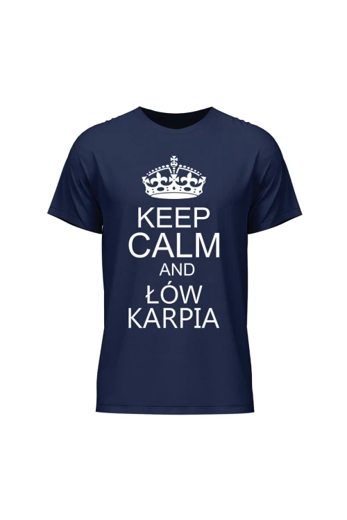 Koszulka męska Keep Calm and łów karpia - granatowa