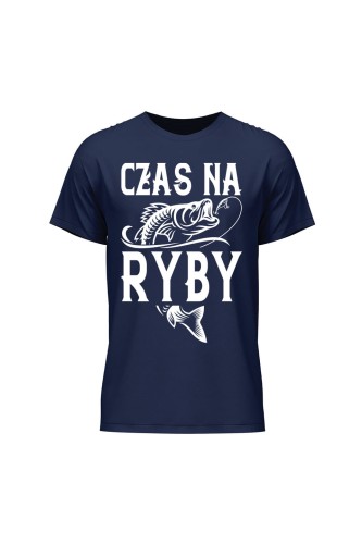 Koszulka męska Czas na ryby - granatowa