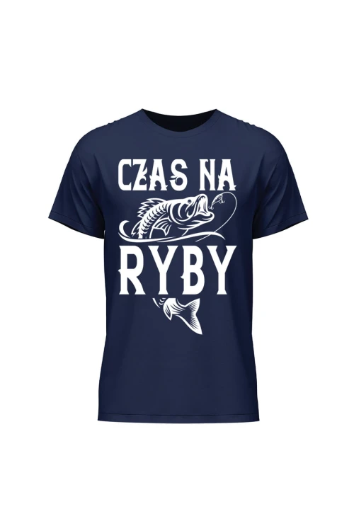 Koszulka męska Czas na ryby - granatowa
