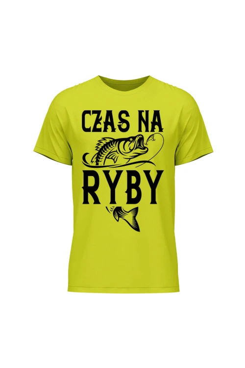 Koszulka męska Czas na ryby - limonka
