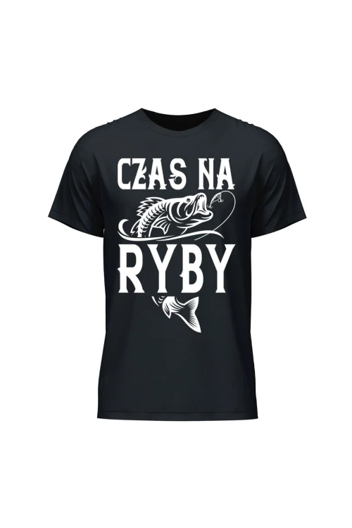 Koszulka męska Czas na ryby - czarna