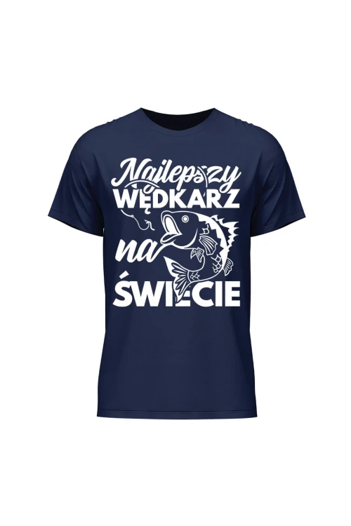 Koszulka męska Najlepszy wędkarz na świecie - granatowa