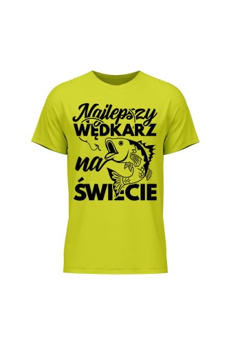 Koszulka męska Najlepszy wędkarz na świecie - limonka