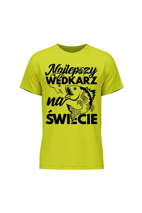 Koszulka męska Najlepszy wędkarz na świecie - limonka