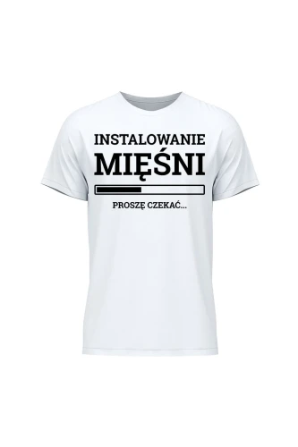 Koszulka męska Instalowanie mięśni Proszę czekać