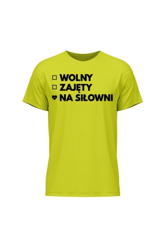Koszulka męska Wolny Zajęty Na siłowni - limonka