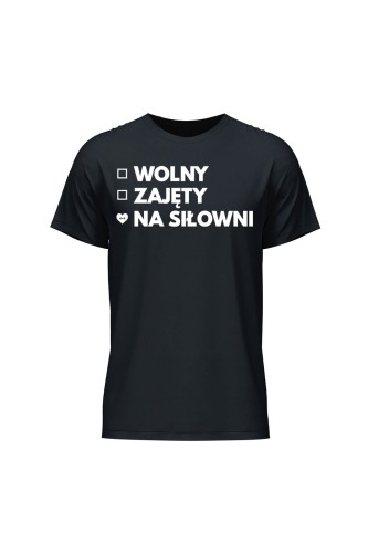 Koszulka męska Wolny Zajęty Na siłowni - czarna