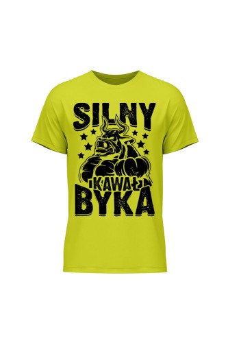 Koszulka męska Silny Kawał Byka - limonka