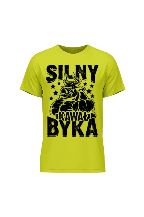 Koszulka męska Silny Kawał Byka - limonka