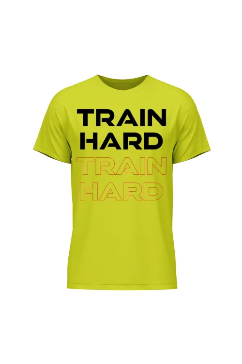 Koszulka męska Train Hard - limonka