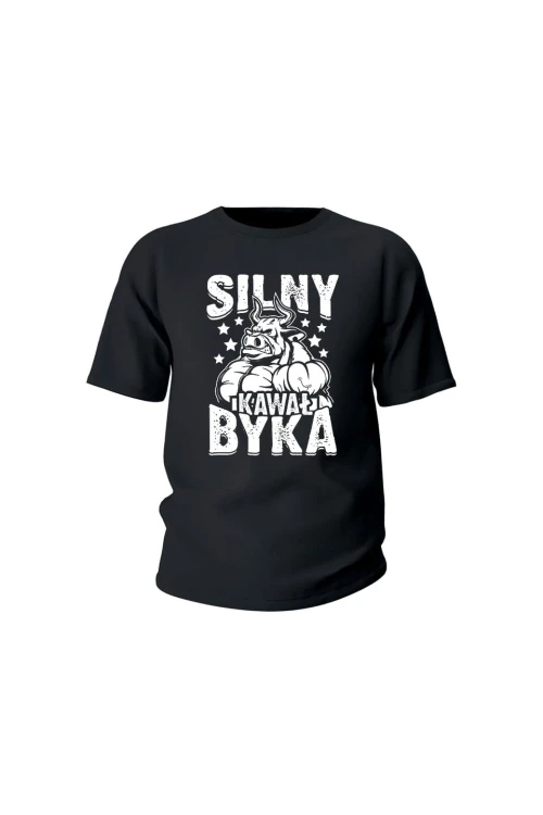 Koszulka dziecięca Silny Kawał Byka - czarna