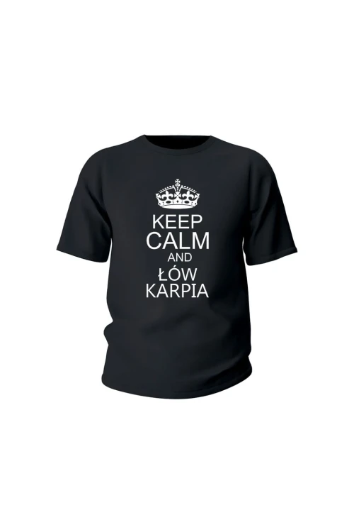 Koszulka dziecięca Keep Calm and łów karpia - czarna