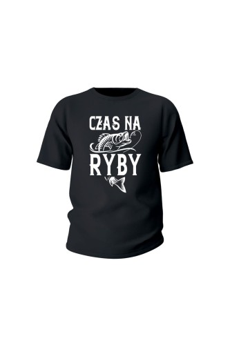 Koszulka dziecięca Czas na ryby - czarna