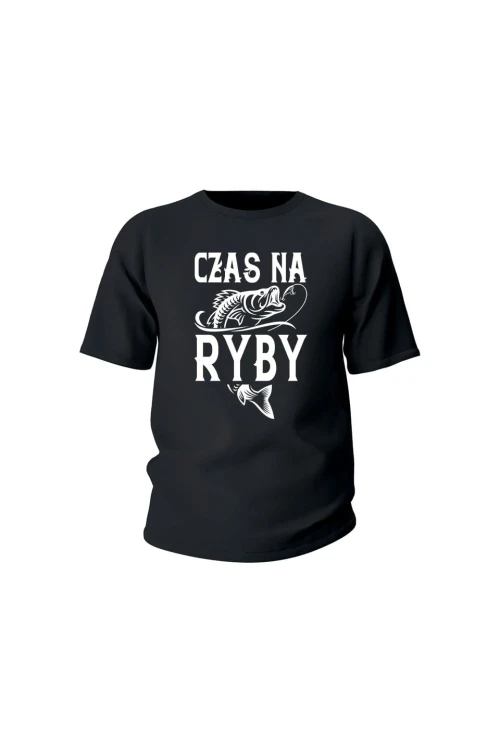 Koszulka dziecięca Czas na ryby - czarna