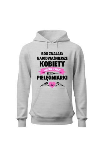 Bluza damska z kapturem Bóg znalazł pielęgniarki - szara