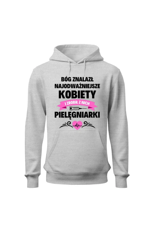 Bluza damska z kapturem Bóg znalazł pielęgniarki - szara