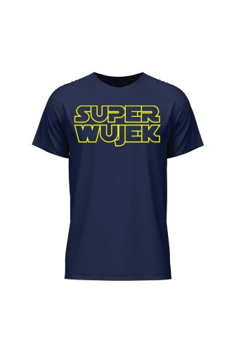Koszulka męska Super wujek żółty napis - granatowa