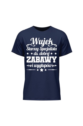 Koszulka męska Wujek starszy specjalista ds dobrej zabawy i wygłupów - granatowa
