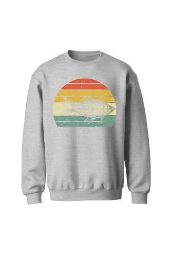 Bluza bez kaptura z nadrukiem Ryby - szara