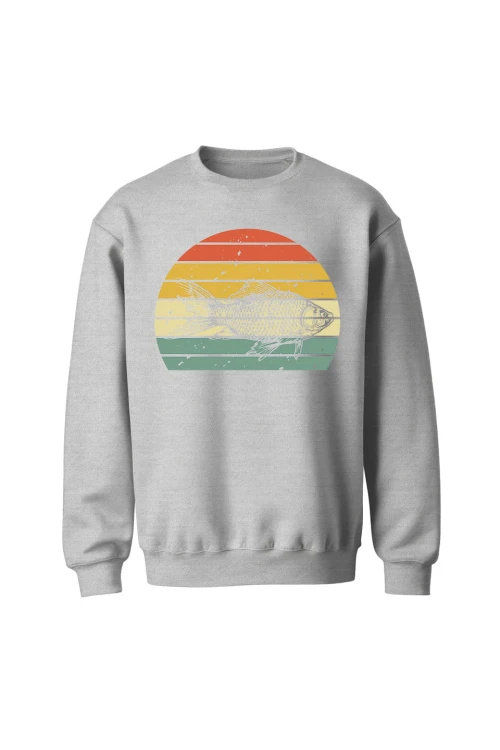 Bluza bez kaptura z nadrukiem Ryby - szara