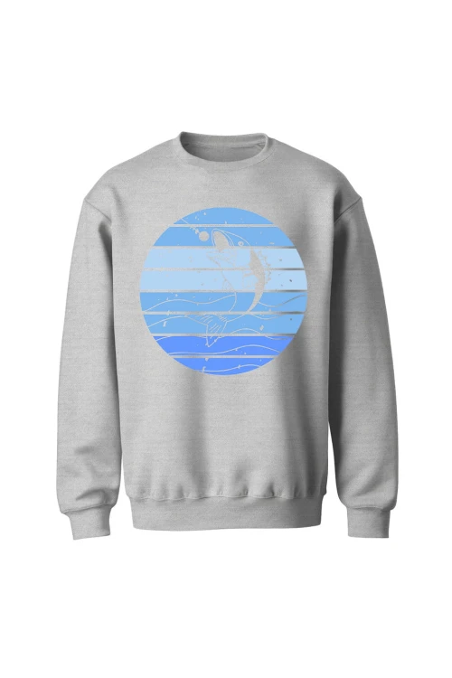 Bluza bez kaptura  z Rybą - szara