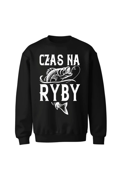 Bluza bez kaptura Czas na ryby - czarna