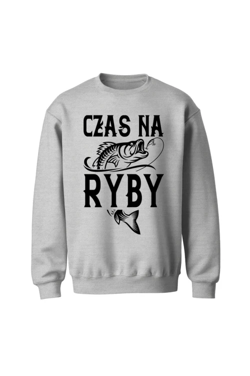 Bluza bez kaptura Czas na ryby - szara
