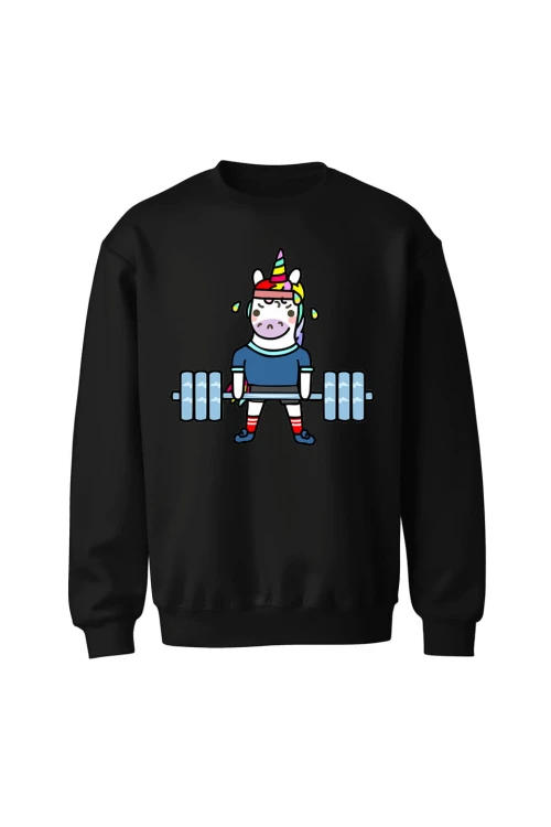 Bluza bez kaptura Jednorożec - czarna