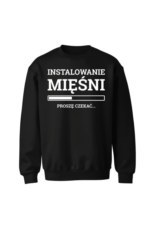 Bluza bez kaptura Instalowanie mięśni Proszę czekać - czarna