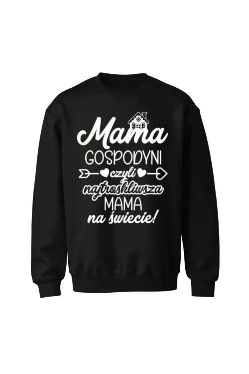Bluza bez kaptura Mama gospodyni - czarna