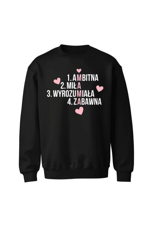 Bluza bez kaptura Mama krzyżówka - czarna