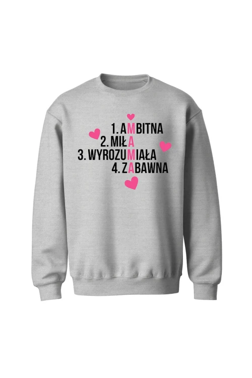 Bluza bez kaptura Mama krzyżówka - szara
