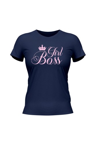 Koszulka damska Girl Boss - granatowa