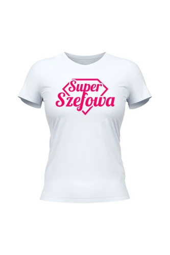 Koszulka damska Super Szefowa różowy nadruk