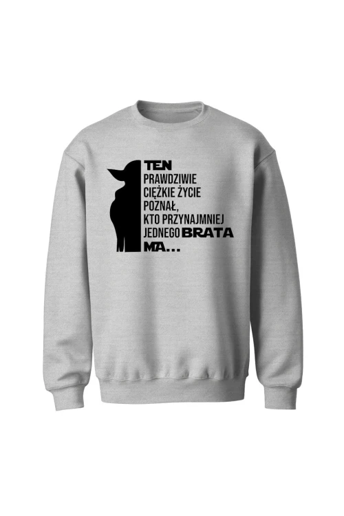 Bluza bez kaptura Ten prawdziwie ciężkie życie poznał kto przynajmniej jednego brata ma - szara