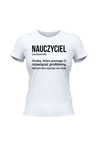 Koszulka damska Nauczyciel rzeczownik - biała