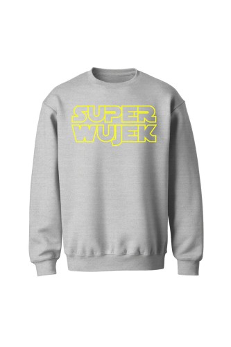 Bluza bez kaptura Super wujek żółty napis - szara