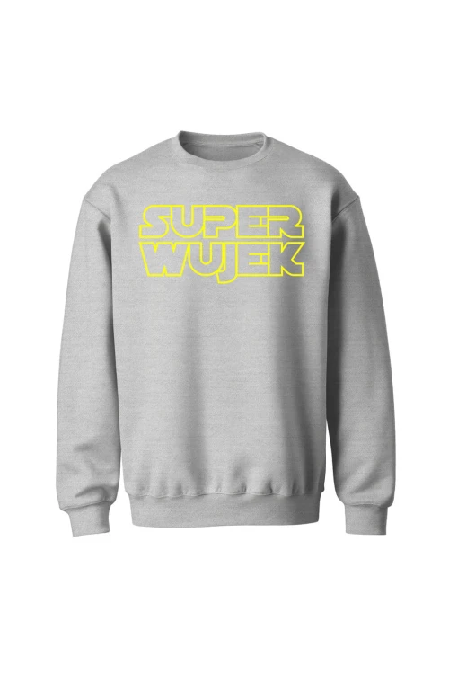 Bluza bez kaptura Super wujek żółty napis - szara