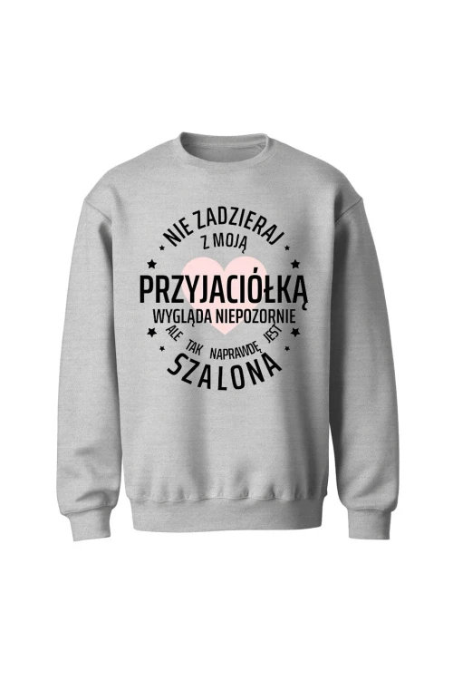 Bluza bez kaptura Nie zadzieraj z moją przyjaciółką - szara