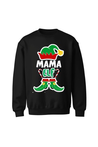 Bluza bez kaptura Mama elf - czarna