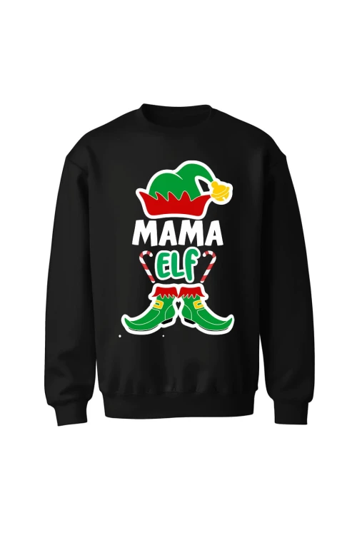 Bluza bez kaptura Mama elf - czarna